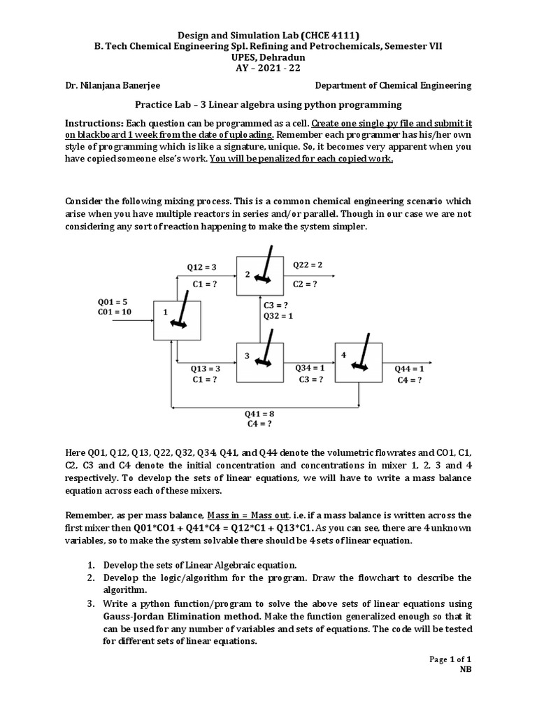 Practice Lab 3 - Linear Algebra Using Python | PDF