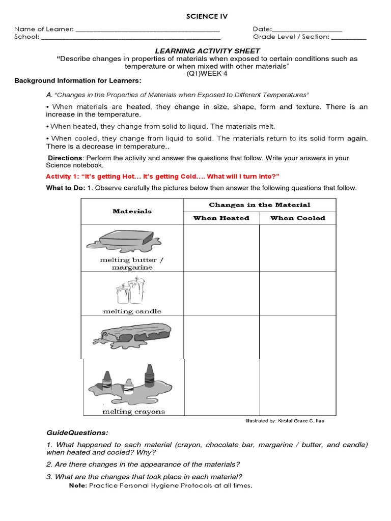 Grade 4 Science Q1 Week 4 Activities | PDF | Butter | Applied And ...