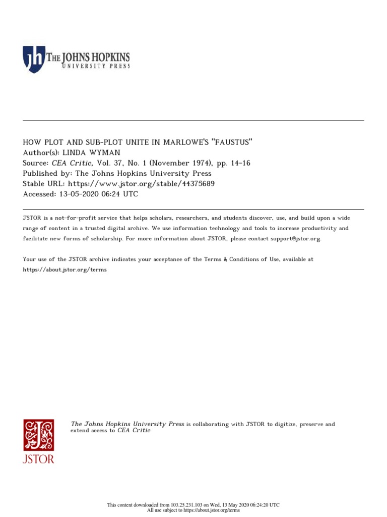 Plot and Subplot of Doctor Faustus PDF