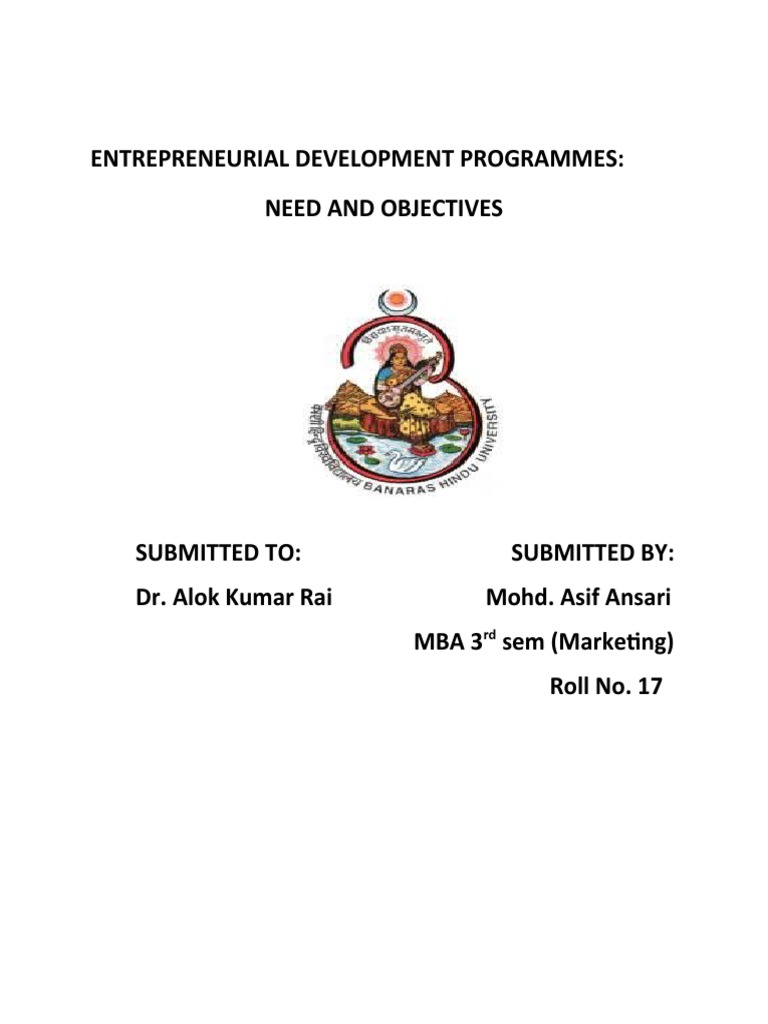 Developing Entrepreneurs Through Training The Need For And Objectives