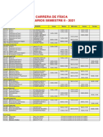 Horarios Fisica II 2021