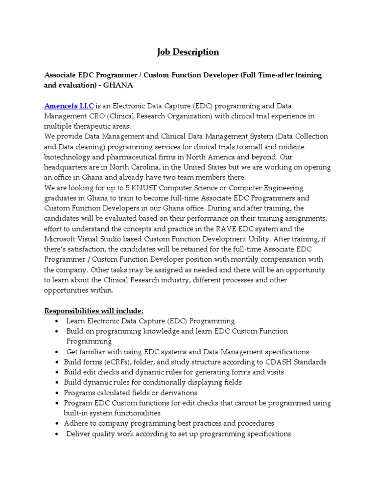 EDC Programmer Job for KNUST Grads | PDF | Computer Programming ...