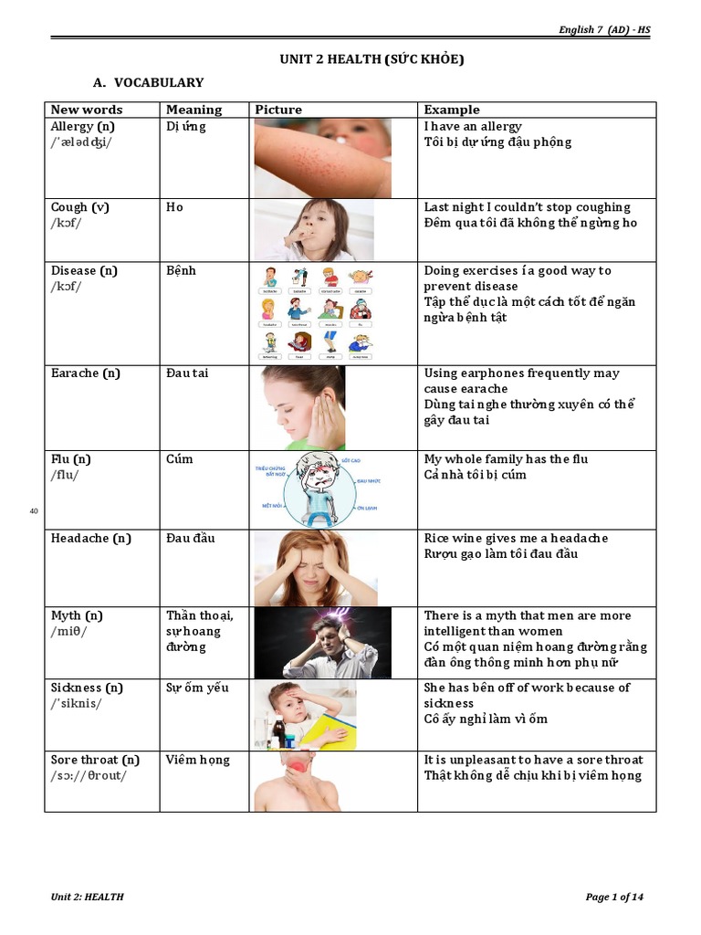 E7 Unit 2 Health (HS) | PDF