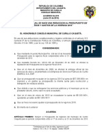 Acuerdo 019 REDUCCION AL PRESUPUESTO INGRESOS Y GASTOS VIGENCIA 2010