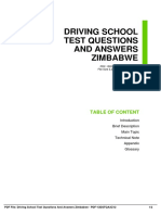 Driving School Test Questions and Answers Zimbabwe: Table of Content