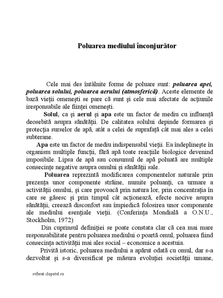 Poluarea Mediului InconjurÄƒtor Poluarea Solului Poluarea Aerului AtmosfericÄƒ Aceste Elemente De