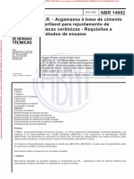 NBR14992 - Argamassa À Base de Cimento Portland para Rejuntamento de Placas Cerâmicas - Requisitos e Métodos de Ensaios