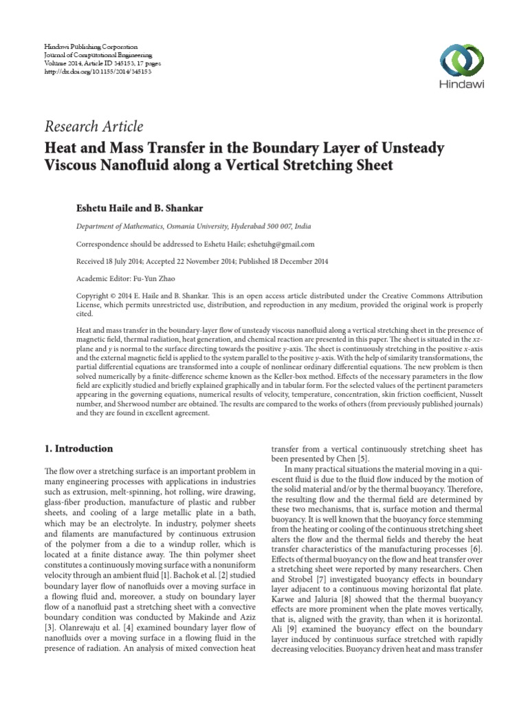 Heat and Mass Transfer in The Boundary Layer of Un | PDF | Boundary ...