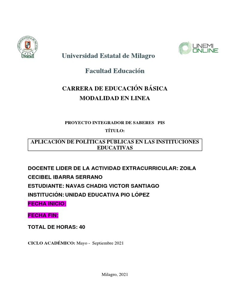 Políticas Públicas en Educación en Ecuador | PDF | Plan de estudios ...