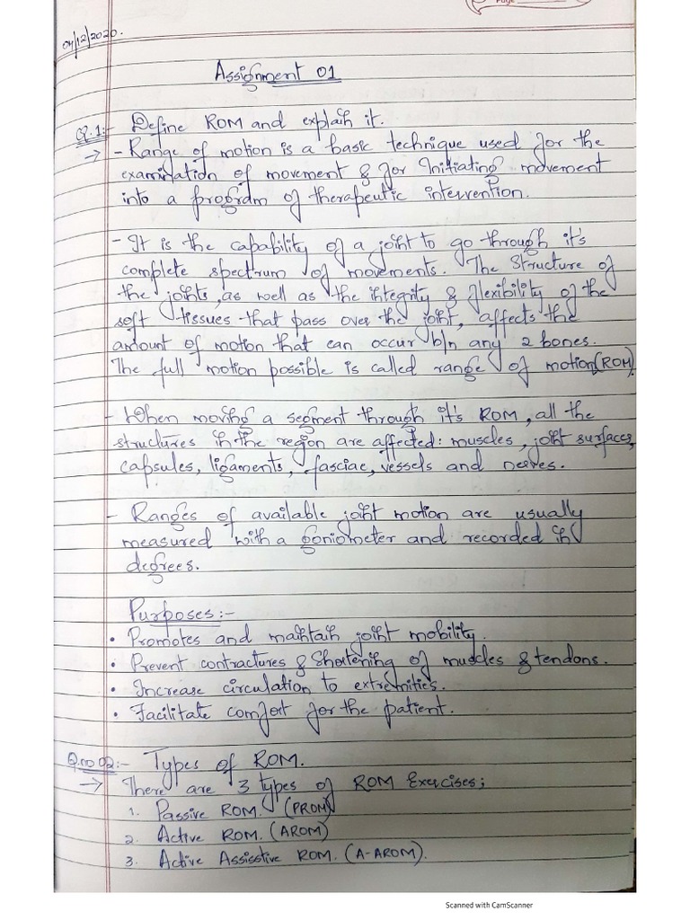 Exercise Therapy Hand Written Notes | PDF