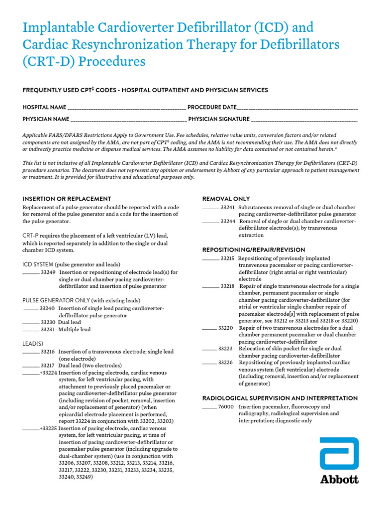 Frequently Used CPT Codes PDF Artificial Cardiac Pacemaker