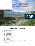 CVE 419 Surface & Groundwater Hydrology