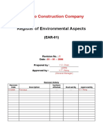 Wan Bao Construction Company: Register of Environmental Aspects