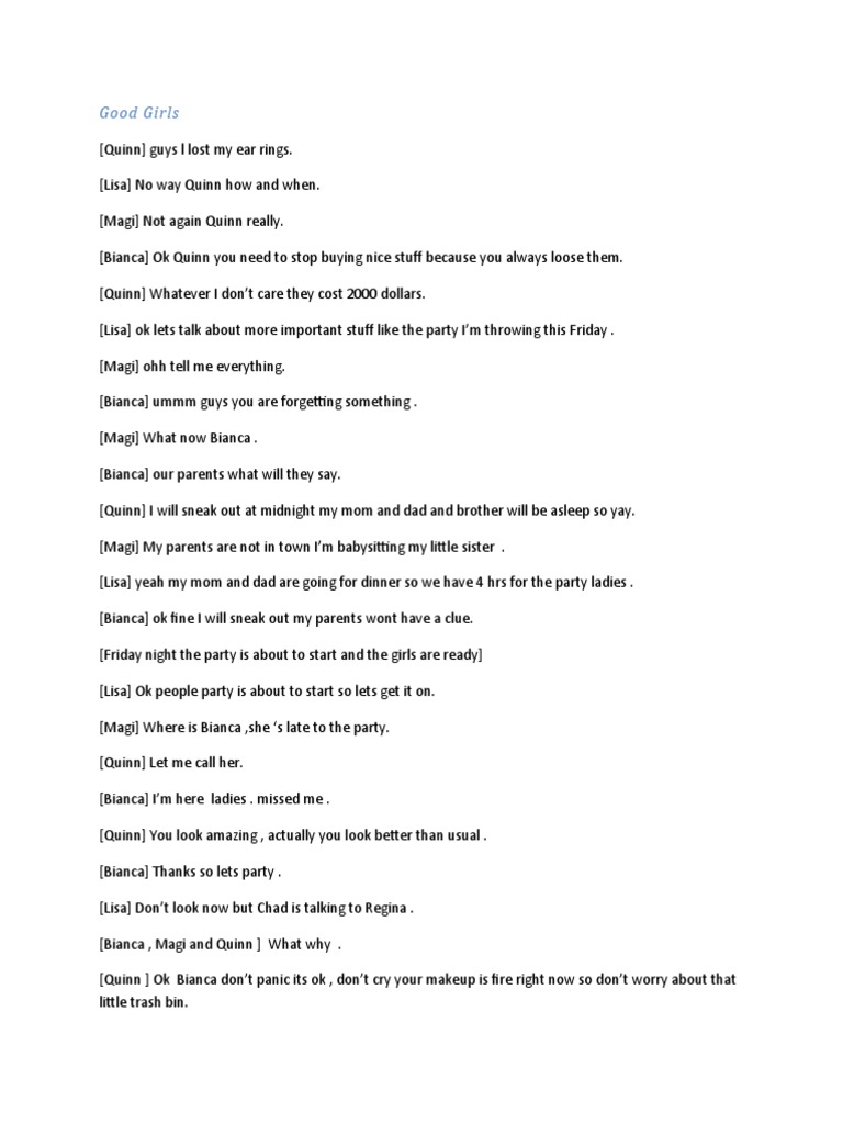 Good Girls Story | PDF