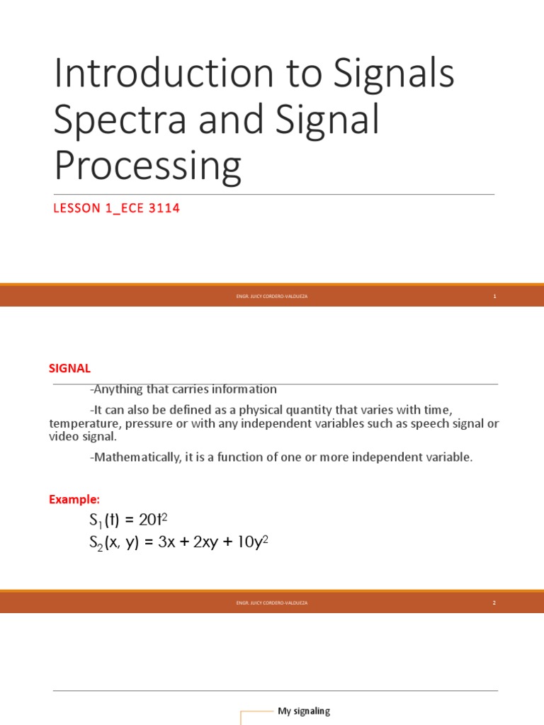 LESSON 1 Introduction To Signals Spectra and Signal Processing