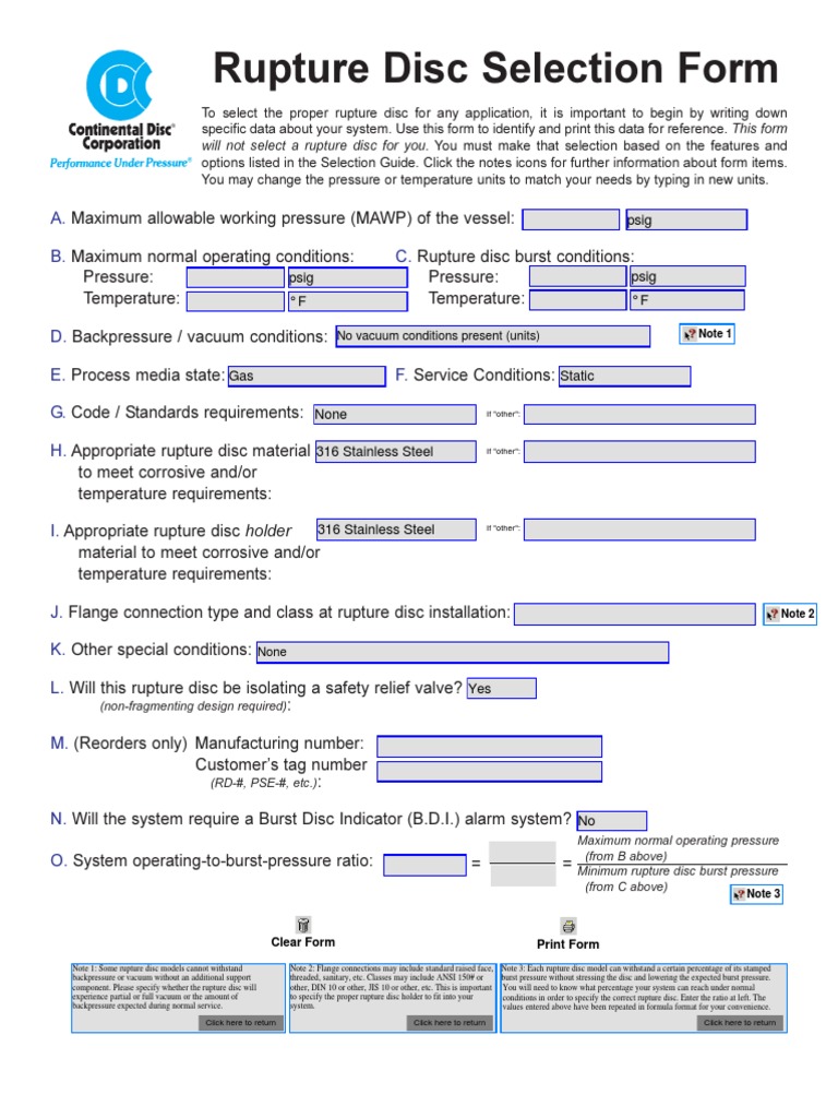 Rupture Disk Selection : Rupture Disk Selection Guide – EJLA
