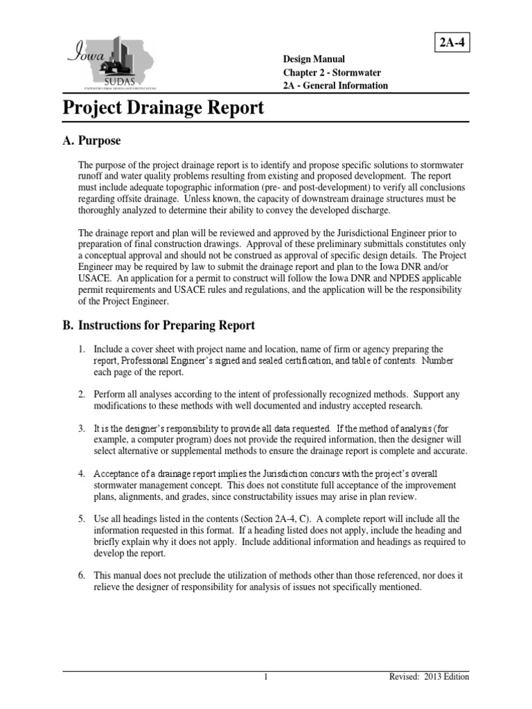 Project Drainage Report Guidelines | PDF | Surface Runoff | Stormwater