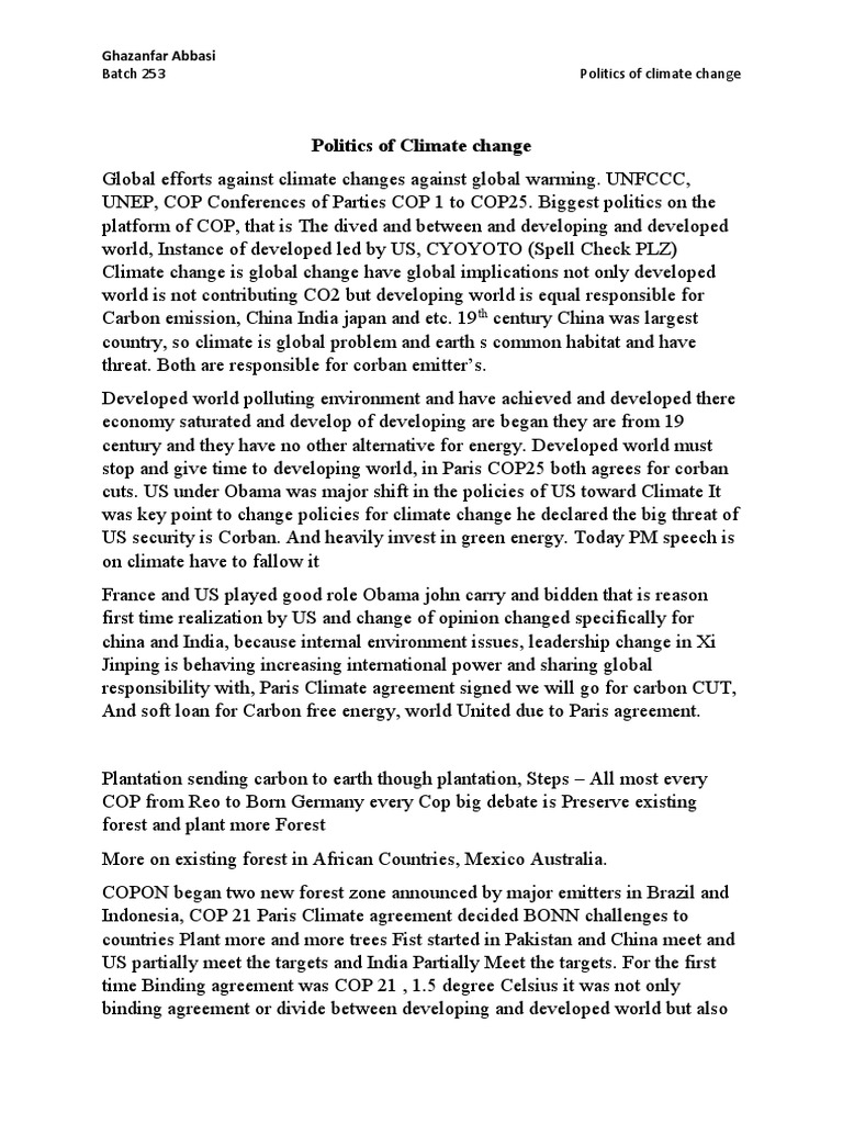 Politics of Climate Change | PDF | Climate Change | Politics Of Climate ...