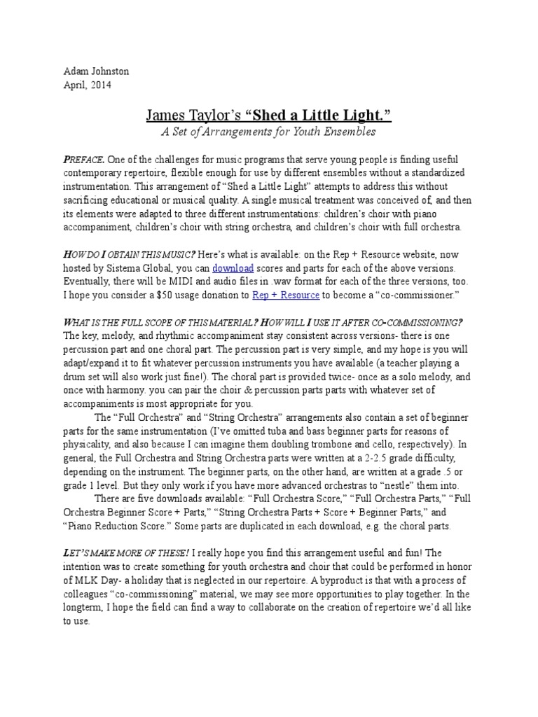 ShedaLittleLight HOWTOUSE PDF Orchestras Choir