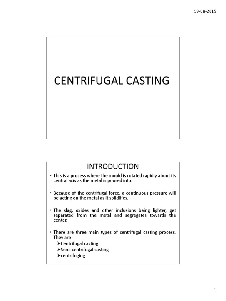 Overview of Centrifugal Casting Methods | PDF | Casting (Metalworking ...