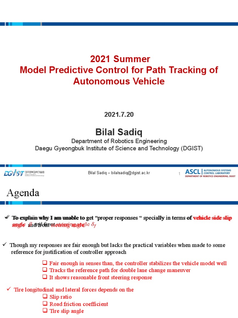 MPC for Autonomous Vehicle Path Tracking | PDF | Force | Applied And ...