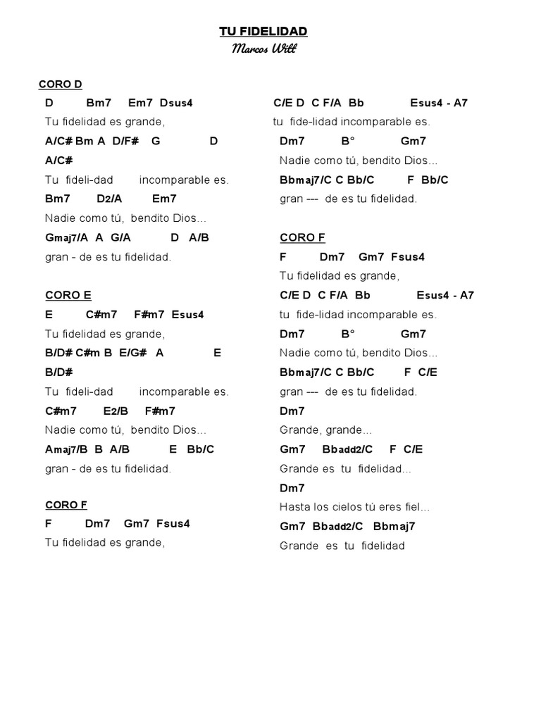 TU FIDELIDAD (Marcos Witt) ACORDES | PDF