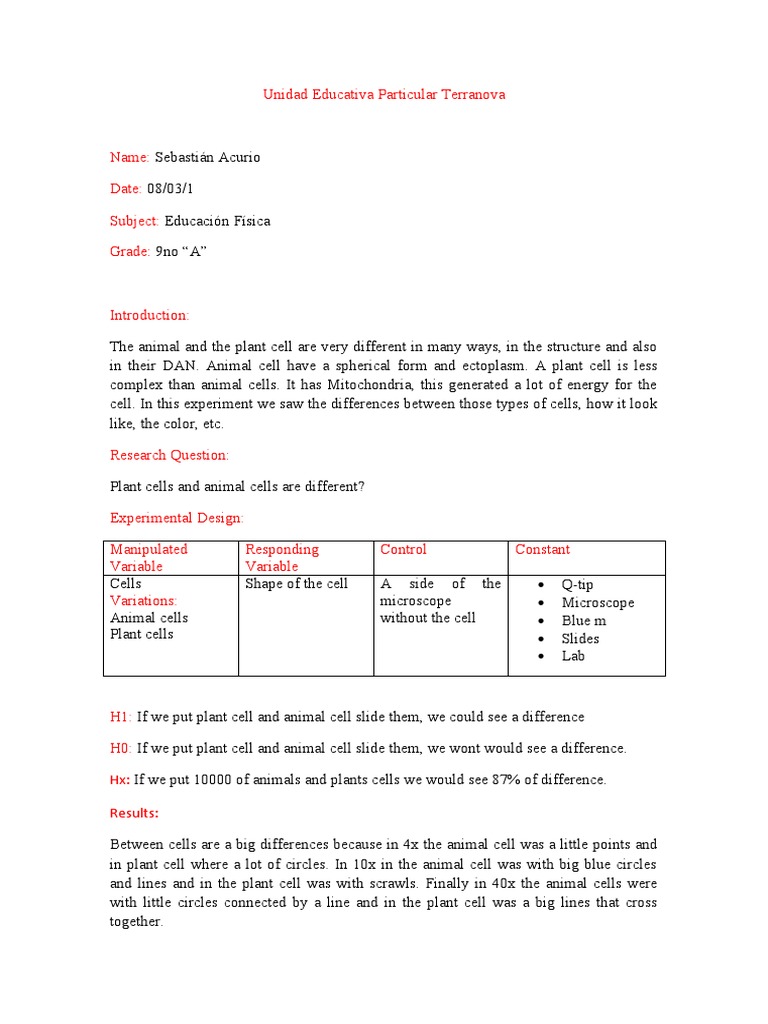 Science Homework Lab Report | PDF
