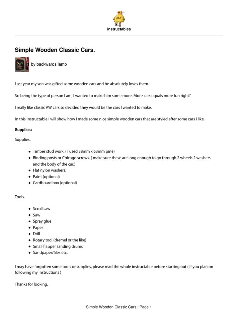 Simple Wooden Classic Car Plans | PDF | Manufactured Goods | Industrial ...