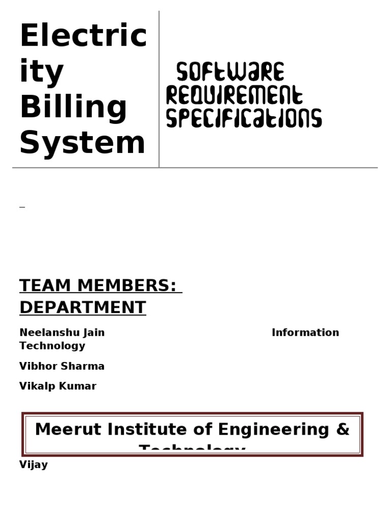 Electricity Billing System SRS Document | PDF | Specification ...
