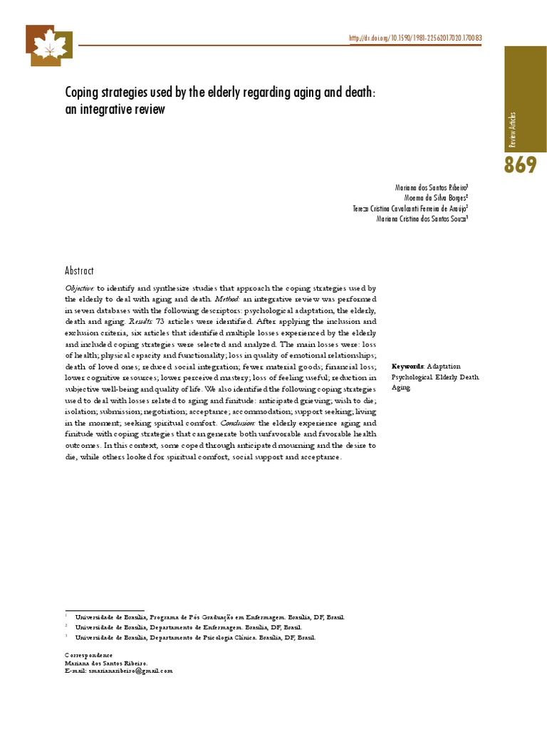 Elderly Coping Strategies for Aging | PDF | Stress (Biology) | Ageing