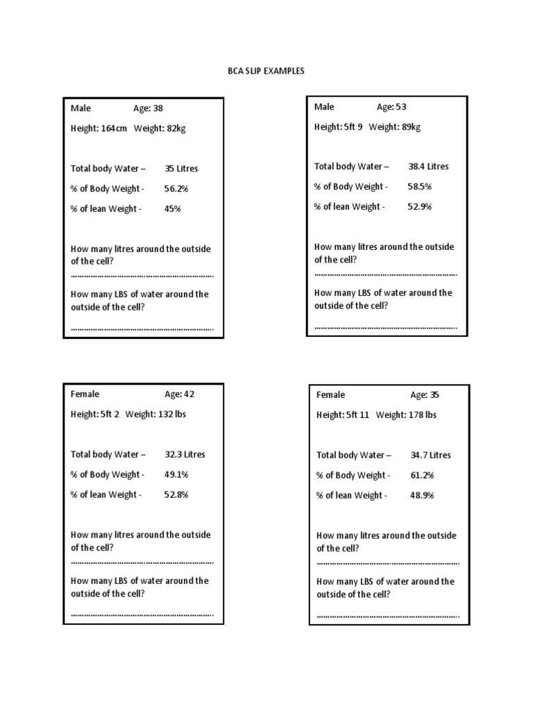 Bca Slip Examples | PDF | Wellness