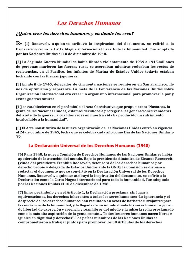 Creación de los Derechos Humanos en 1948 | PDF | Naciones Unidas ...