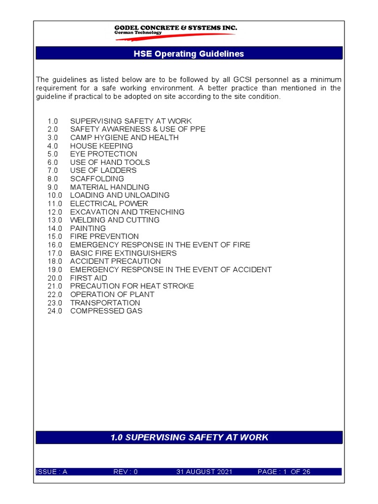 HSE Procedures & Regulations PDF Scaffolding First Aid