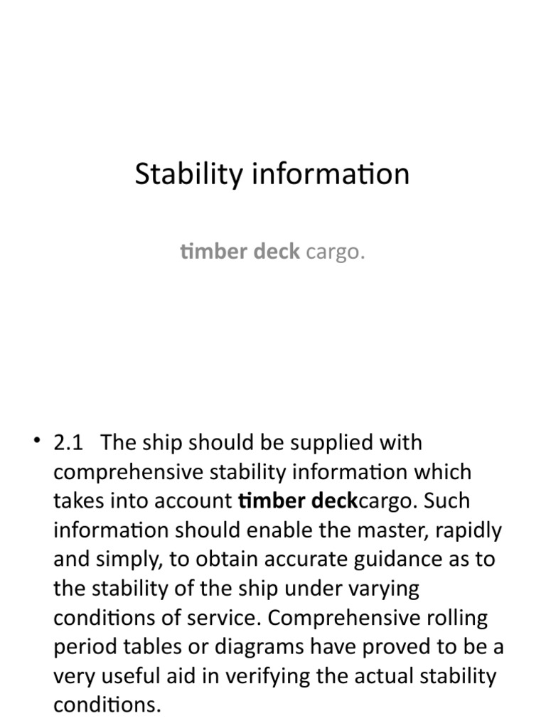 Stability Information Timber Deck Cargo PDF Ships Lumber