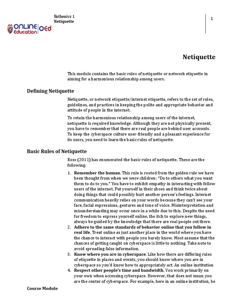 Understanding Netiquette Basics | PDF | Internet | Etiquette