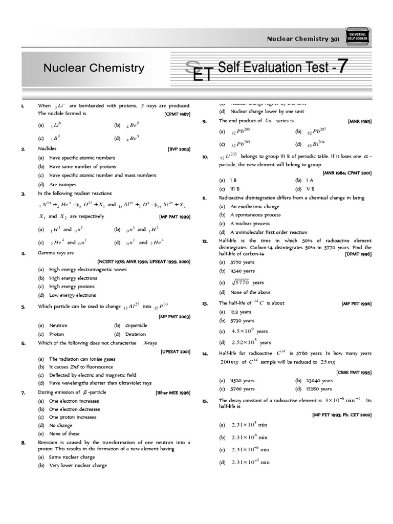 Li Are Bombarded With Protons, Nuclear Chemistry PDF Radioactive