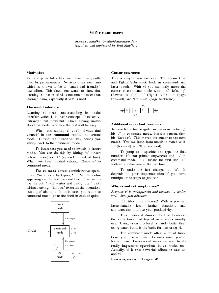 Transitioning from Nano to Vi | PDF | Cursor (User Interface ...