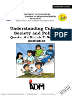 Understanding Culture, Society and Politics: Quarter 4 - Module 7: Non-State Institution