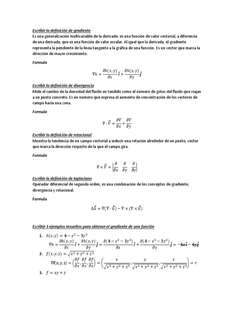 Definición de Gradiente | PDF | Degradado | Cálculo multivariable