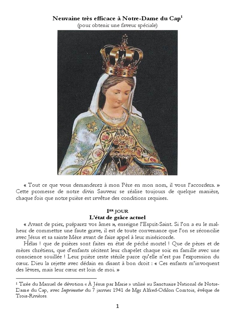Neuvaine Notre Dame Du Cap PDF Marie, mère de Jésus Jésus