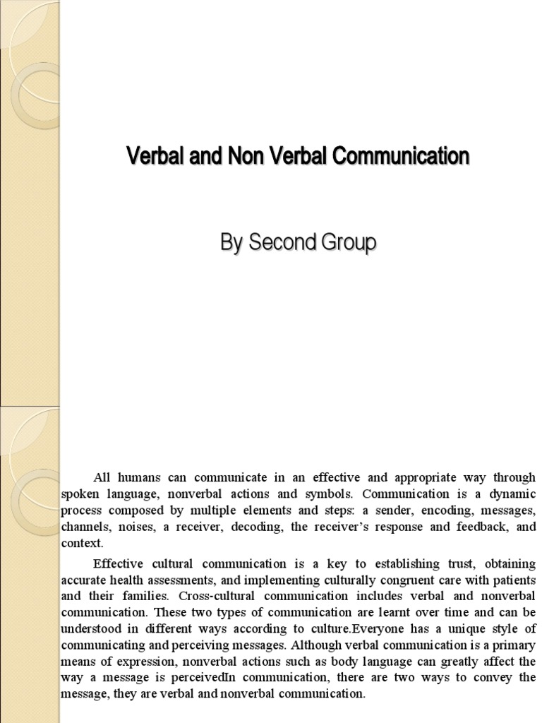 Verbal Non Verbal Group 2 PDF Nonverbal Communication Communication