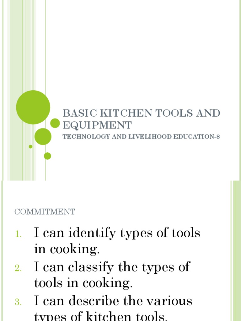 Essential Kitchen Tools for Grade 8 | PDF | Cookware And Bakeware | Kitchen