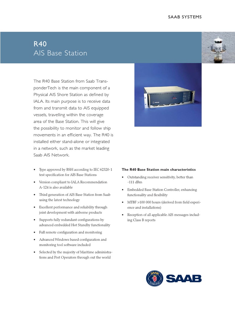 Monitoring Ship Movements An Overview of the Saab R40 AIS Base Station PDF