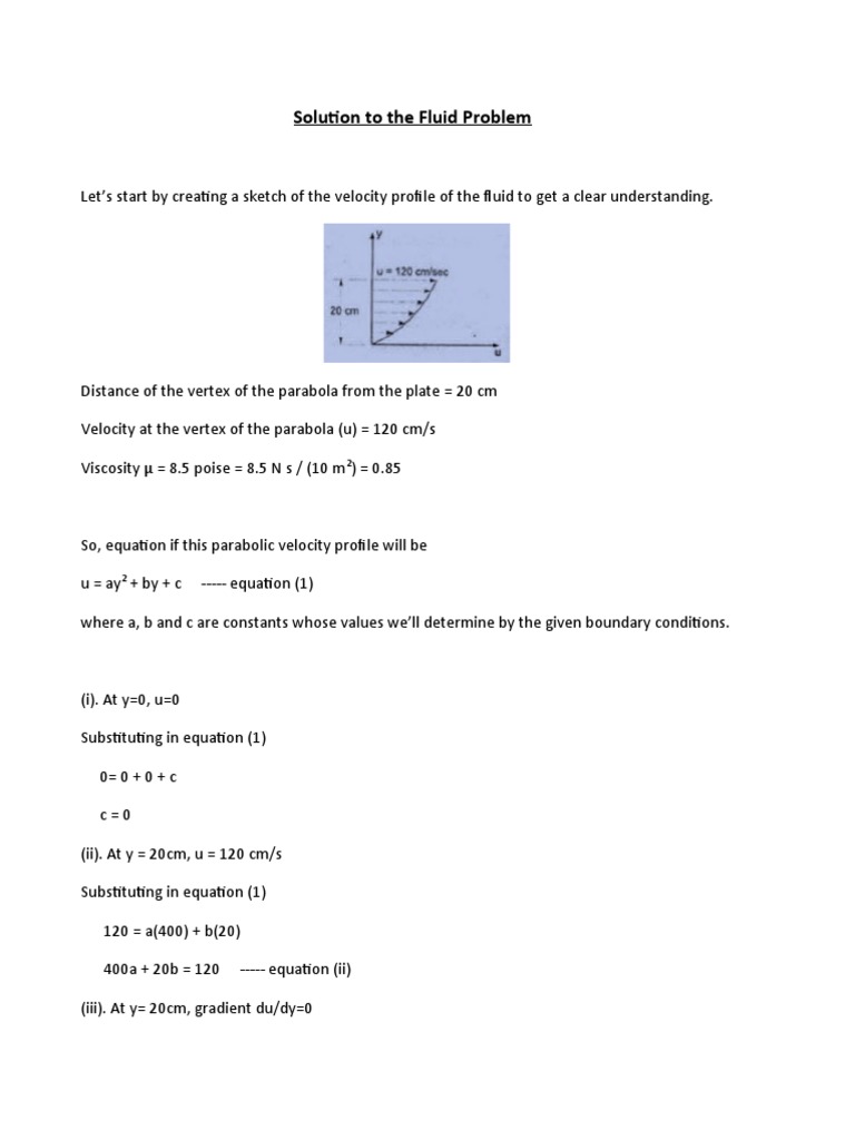 Solution To The Fluid Problem | PDF