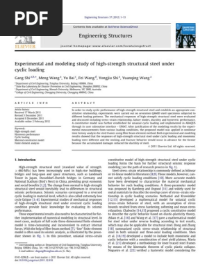 Experimental and Modeling Study of High-strength Structural Steel Under Cyclic Loading