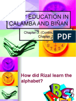 Early Education in Calamba and Biñan: Chapter-3: (Continuation From Chapter-2)