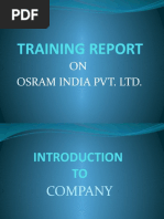 Training Report: ON Osram India Pvt. LTD