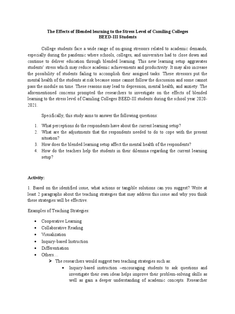 Blended Learning's Impact on Student Stress | PDF | Teachers | Learning