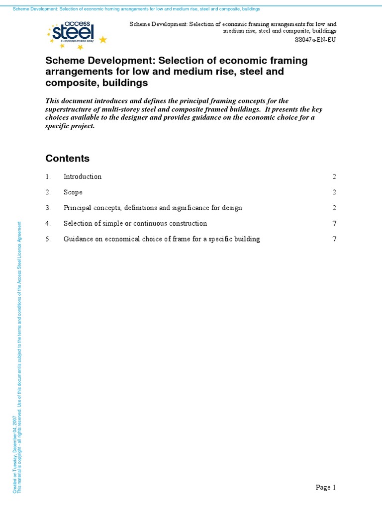 Selection of Economic Framing Arrangements For Low and Medium Rise