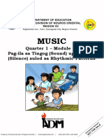 Music: Quarter 1 - Module 1a Pag-Ila Sa Tingog (Sound) Ug Kahilom (Silence) Sulod Sa Rhythmic Patterns